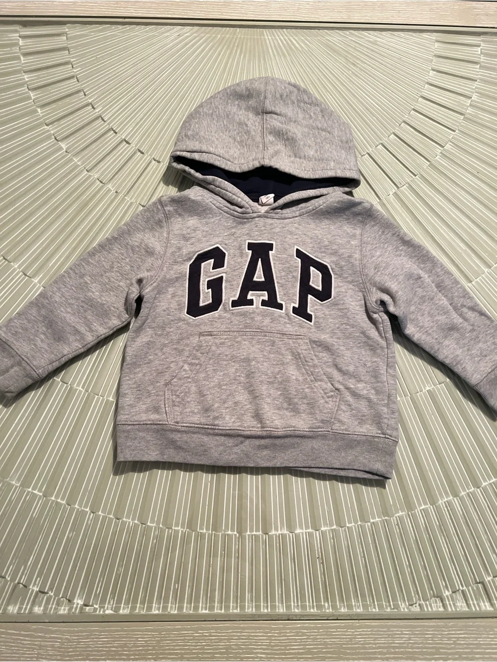 GAP Light Gray Kids Hooded Sweatshirt with Navy Logo